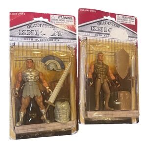 2 Gladiator Knight‎ Action Figures with Accessories Lot Vintage Deadstock NOS